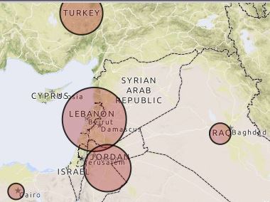 UNHCR map of Syrian refugees